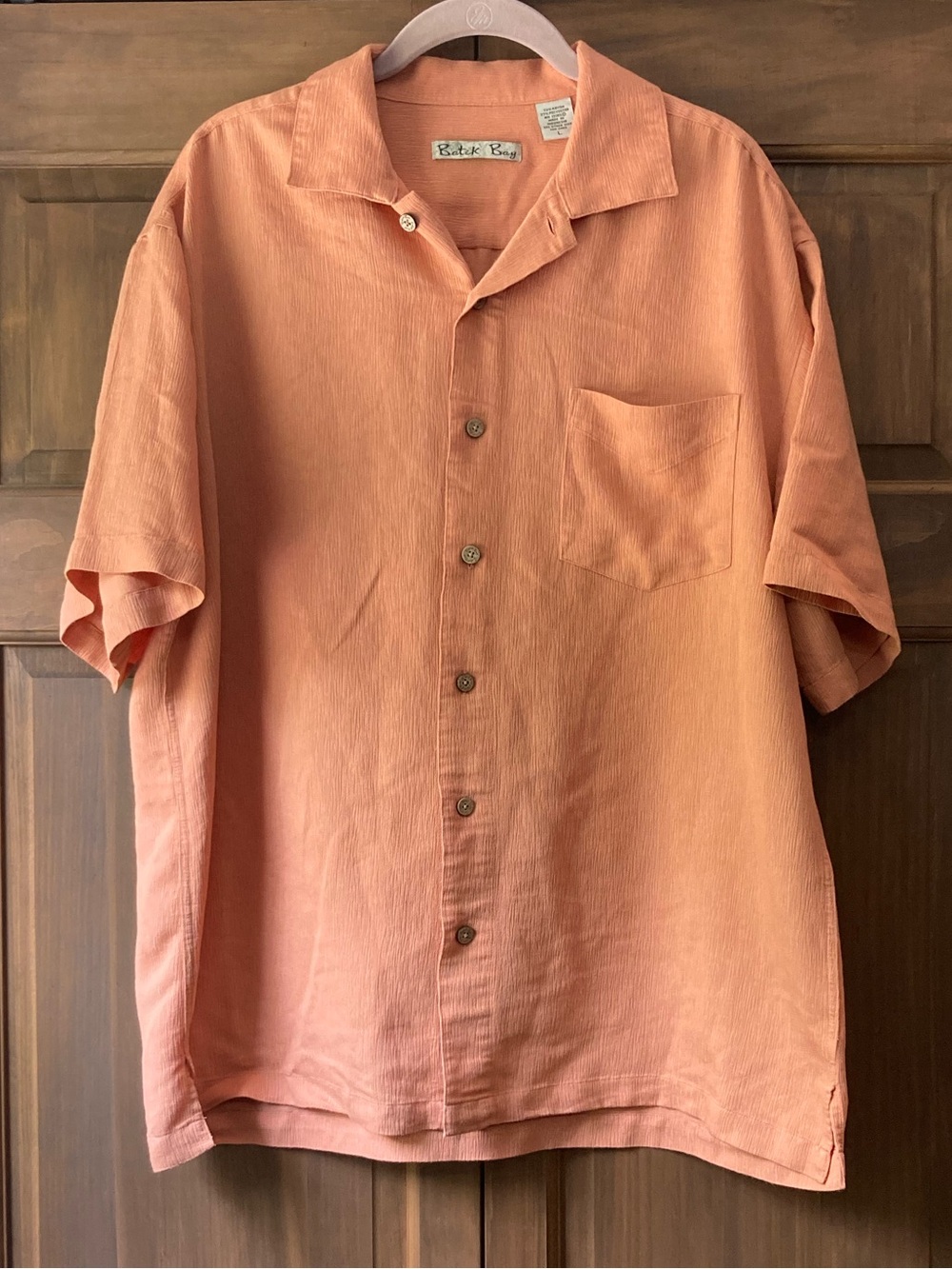 Batik Bay Orange SS Button-up Shirt Large
